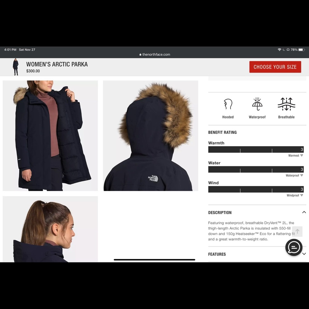 The North Face, women’s down jacket arctic parka